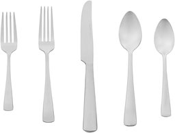 AmazonBasics 20-Piece Stainless Steel Flatware Set with Square Edge, Service for 4