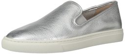 206 Collective Amazon Brand Women's Cooper Perforated Slip-on Fashion Sneaker, Silver Leather, 12 B US