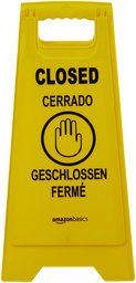 AmazonBasics 2-Sided Floor Safety Sign, Closed, Multilingual - 6-Pack