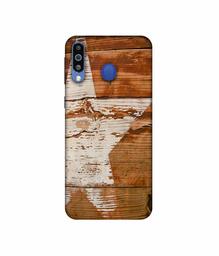 Amazon Brand - Solimo Designer Star Impression On Wood 3D Printed Hard Back Case Mobile Cover for Samsung Galaxy M21