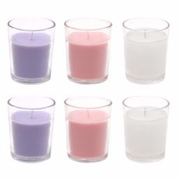 Amazon Brand - Solimo Votive Glass Candles, Pack of 6 (Scented - Rose, Jasmine & Lavender)