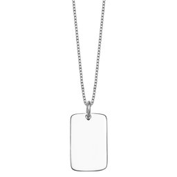 Women's Engravable 925 Sterling Silver Polished 12.5X17.5 I.D. Rectangular Tag Charm on 18