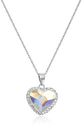 Sterling Silver Swarovski Crystal Heart Pendant Necklace 46cm