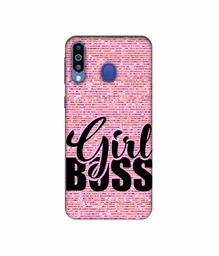 Amazon Brand - Solimo Designer Girl Boss On Pink Sparkle 3D Printed Hard Back Case Mobile Cover for Samsung Galaxy M21