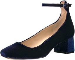 The Fix Amazon Brand Women's Morgan Block-Heel Ankle Strap Dress Pump, Midnight Navy, 7 M US