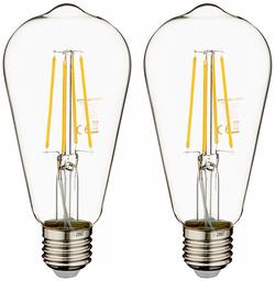 AmazonBasics - Bombilla LED E27 Vintage Edison, ST64, 7 W (equivalente a 60 W), filamento transparente, paquete de 16