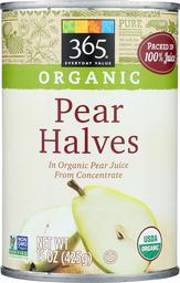 365 Everyday Value, Organic Pear Halves in Organic Pear Juice from Concentrate, 15 oz