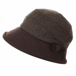 Jeff & Aimy Womens Wool Felt Derby Gatsby Hat 1920s Fedora Vintage Winter Bucket Fall Bowler Cloche Beret Cloche Brown