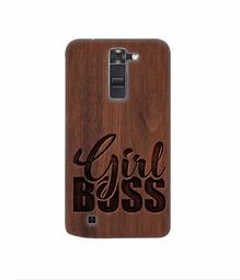 Amazon Brand - Solimo Designer Girl Boss On Wood 3D Printed Hard Back Case Mobile Cover for LG K7