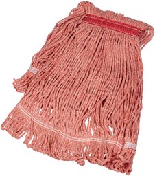 AmazonBasics Cabeza de trapeador sintético, extremo de bucle, cinta de 3.2 cm, mediano, rojo, paquete de 6