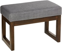 Red Hook Leda Rectangular Upholstered Ottoman Bench - 27 x 14.5 x 18.5 Inches, Stone Grey