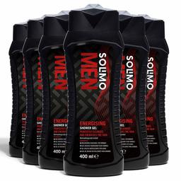 Marca Amazon - Solimo Gel de ducha para hombre revitalizante- Paquete de 6 (6 Botellas x 400 ml)