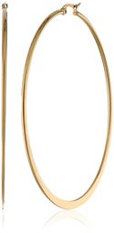 Amazon Essentials Yellow Gold Plated Stainless Steel Flattened Hoop Earrings (70mm)