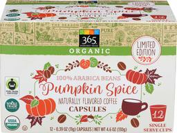 365 Everyday Value, Organic Pumpkin Spice Coffee Capsule, 12 ct