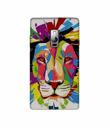 Amazon Brand - Solimo Designer Lion Multicolor Vector 3D Printed Hard Back Case Mobile Cover for OnePlus 2