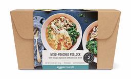 Amazon Meal Kits, Miso-Poached Pollock with Ginger, Spinach & Mushroom Broth