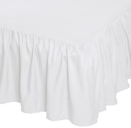 AmazonBasics Ruffled Bed Skirt, 16 Inch Skirt Length, Queen, Bright White