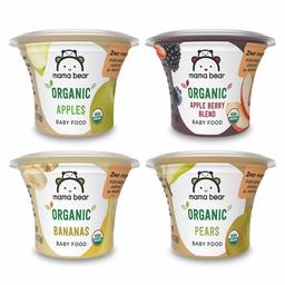 Amazon Brand - Mama Bear Organic Baby Food, Fruit Variety Pack, 4 Ounce Tub, Pack of 12