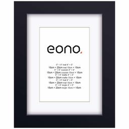 Eono by Amazon - Cornice PortaFoto 15x20 cm in Legno Massello Vetro ad Alta Definizione da Parete per Foto 10x15 cm con Passepartout o 15x20 cm Senza Passepartout Colore Nero