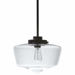 Amazon Brand – Stone & Beam Schoolhouse Ceiling Pendant Fixture With Light Bulb And Clear Glass Shade - 11 x 11 x 18 Inches, 6 - 48 Inch Cord, Matte Black