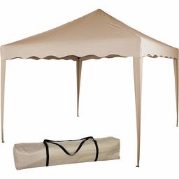 UMI. Essentials Cenador plegable de 3 x 3 m Pabellón plegable Tienda 100% resistente al agua Jardín Fiesta tienda con bolsa, beige