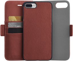 AmazonBasics iPhone 8 Plus / 7 Plus PU Leather Wallet Detachable Case, Dark Brown