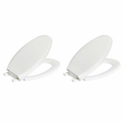 AmazonBasics AB-T102-E-W-2 Quick-Install Soft-Close Toilet Seat, Elongated, White, 2-Pack