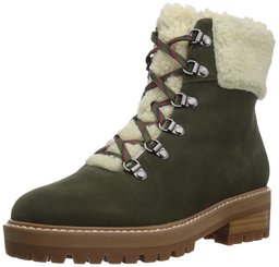 Amazon Brand - The Fix Women's Mika Hiker Boot with Faux Shearling Trim, Autumn Green, 8.5 B US