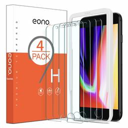 Eono by Amazon - Protetor de ecrã para iPhone 8 Plus/iPhone 7 Plus, vidro temperado iPhone 7/8 Plus, sem bolhas, antirriscos, 5,5 polegadas [4 peças]