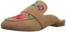 The Fix Amazon Brand Women's French Floral Embroidery Slide Slip-on Loafer, Havana Tan, 6.5 B US