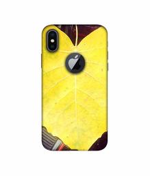 Amazon Brand - Solimo Designer Yellow Leaf 3D Printed Hard Back Case Mobile Cover for Apple iPhone X (Logo Cut)