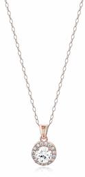 Amazon Essentials Rose Gold Plated Sterling Silver Cubic Zirconia Round Halo Pendant Necklace