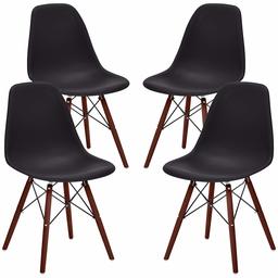 Phoenix Home Kenitra Contemporary Plastic Dining Chair, Matte Black, Set of 4