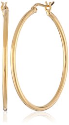 18k Yellow Gold Plated Sterling Silver Round Tube Hoop Earrings (2 mm, 1.6