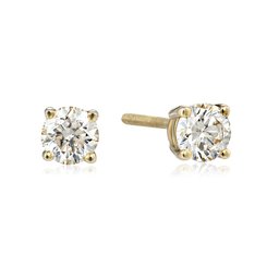 IGI-Certified 14k Yellow Gold Round-Cut Diamond Stud Earrings (1/2 cttw, H-I Color, I1 Clarity)