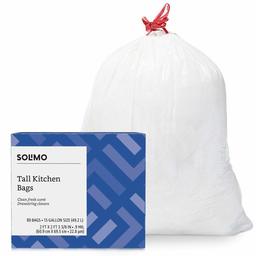 Solimo Müllbeutel, frischer Sauberduft, hohe Küche, Kordelzug, 3,8 l