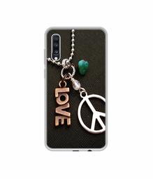 Amazon Brand - Solimo Designer Love and Peace UV Printed Soft Back Case Mobile Cover for Samsung Galaxy A70