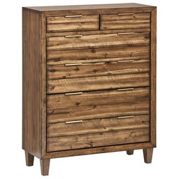 Amazon Brand – Stone & Beam Bateman Casual Rustic Wood Bedroom Dresser, Brass Hardware, 42 Inch Wide, Brown