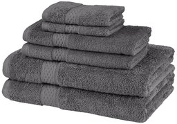 Pinzon 550-Gram Makeup Friendly Cotton 6-Piece Towel Set, Grey