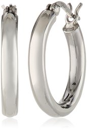 Sterling Silver 3x20 Polished Click Top Hoop Earrings