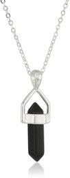 [Find] Amazon Collection Silver Plated Genuine Black Agate Stone Pendant Necklace