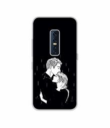 Amazon Brand - Solimo Designer Couples Standing in Rain UV Printed Soft Back Case Mobile Cover for Vivo V17 Pro