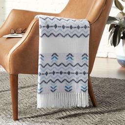 Amazon Brand – Rivet Contemporary Jagged Lines Throw Blanket - 60 x 50 Inch, Tonal Blue