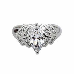 [Find] Amazon Collection Rhodium Plated Sterling siruba-kuriama-kisukyu-bikkuzirukoniaringu, Size 9 