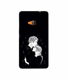 Amazon Brand - Solimo Designer Couples Standing in Rain 3D Printed Hard Back Case Mobile Cover for Microsoft Lumia 535