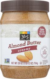 365 EVERYDAY VALUE Creamy Almond Butter, 28 Ounce (Pack of 6)