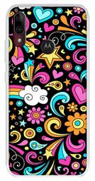 Amazon Brand - Solimo Designer Multicolor Art Design Black Printed Soft Back Case Mobile Cover for Motorola Moto E6s / Motorola Moto E6 Plus