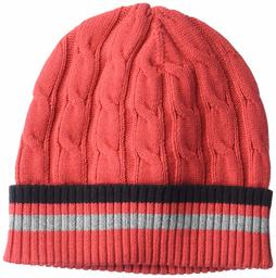 Goodthreads Soft Cotton Cable Knit Beanie Skull-Caps, Rosso Intenso, One Size