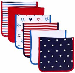 Amazon Essentials 6-Pack Burp Cloth Infant and Toddler Costumes, Uni Americana, One size