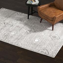Amazon Brand – Rivet Contemporary Polyester Area Rug, 5 x 8 Foot, Silver, Grey, White